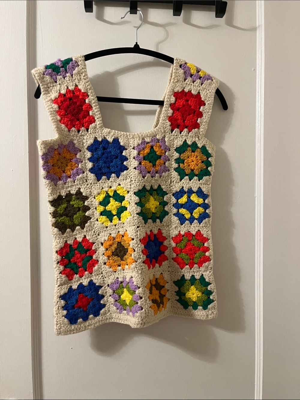 Vintage square neck crochet vest